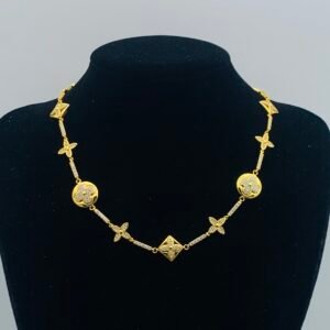 Pavé Monogram Floral Station Necklace